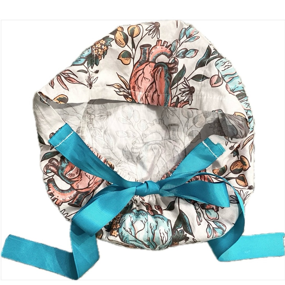 Floral Hearts & Lungs Scrub Cap